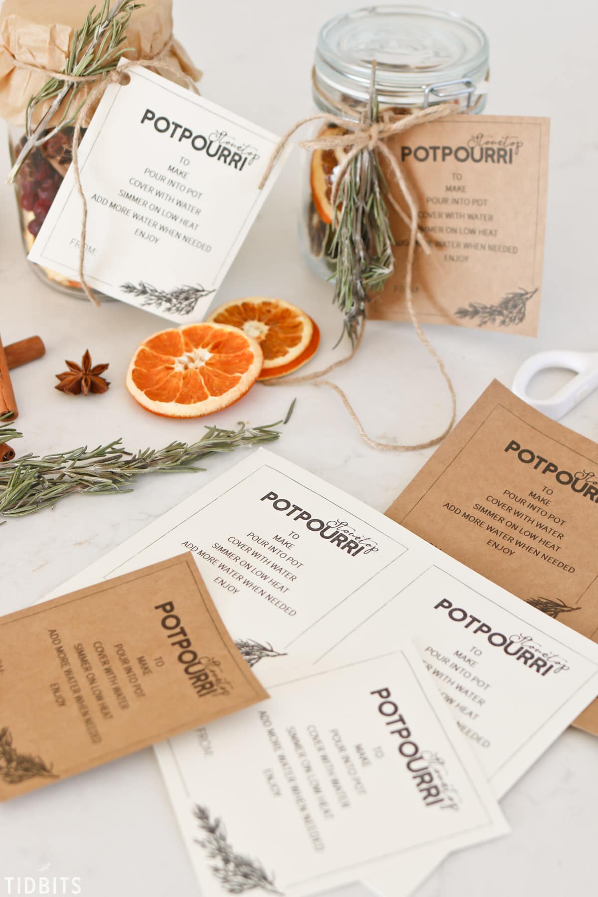stovetop potpourri printables - tidbits